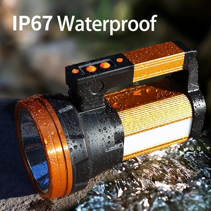 Rechargeable 2000LM Spotlight Flashlight 13600mAh LED Spotlight IP67 Waterproof Handheld Flashlight