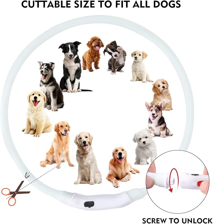 LED Dog Collar, Rechargeable RGB Color Changing Light Up Dog Collars, Waterproof Dog Lights Make