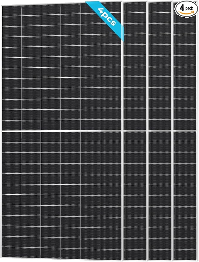 Renogy Solar Panels Bifacial 4Pcs 590 Watt N-Type Monocrystalline 12V 16BB Solar Panel, 25% High