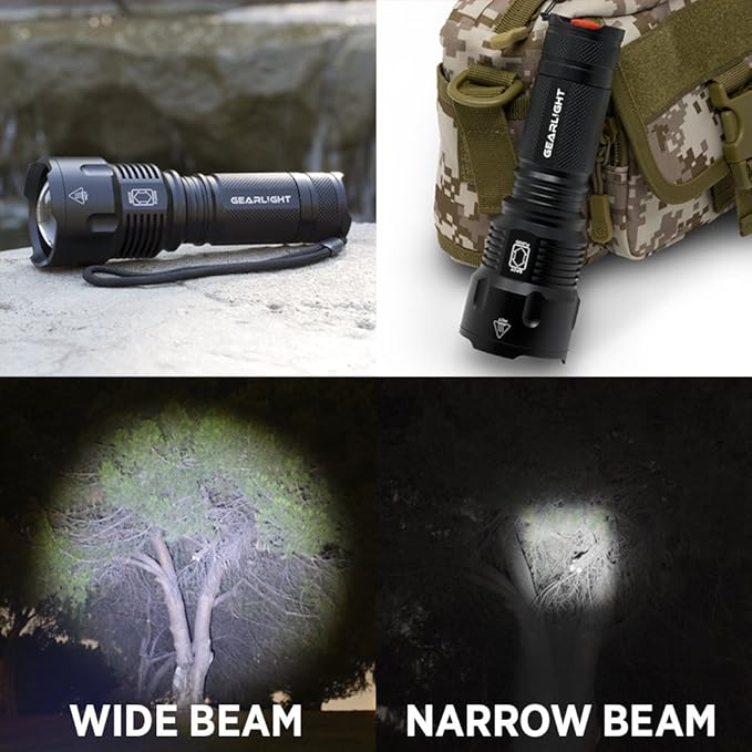GearLight High-Powered LED Flashlight S1200 - Mid Size, Zoomable, Water Resistant, Handheld Light