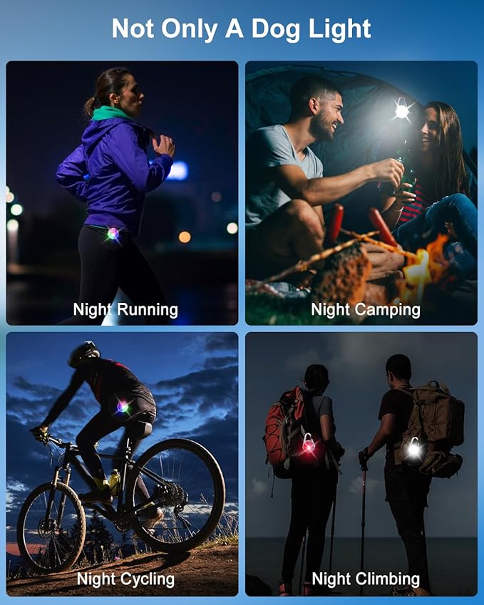 2 Pack Dog Collar Light, Rechargeable Dog Lights for Night Walking Clip On, 4 Modes Waterproof LED