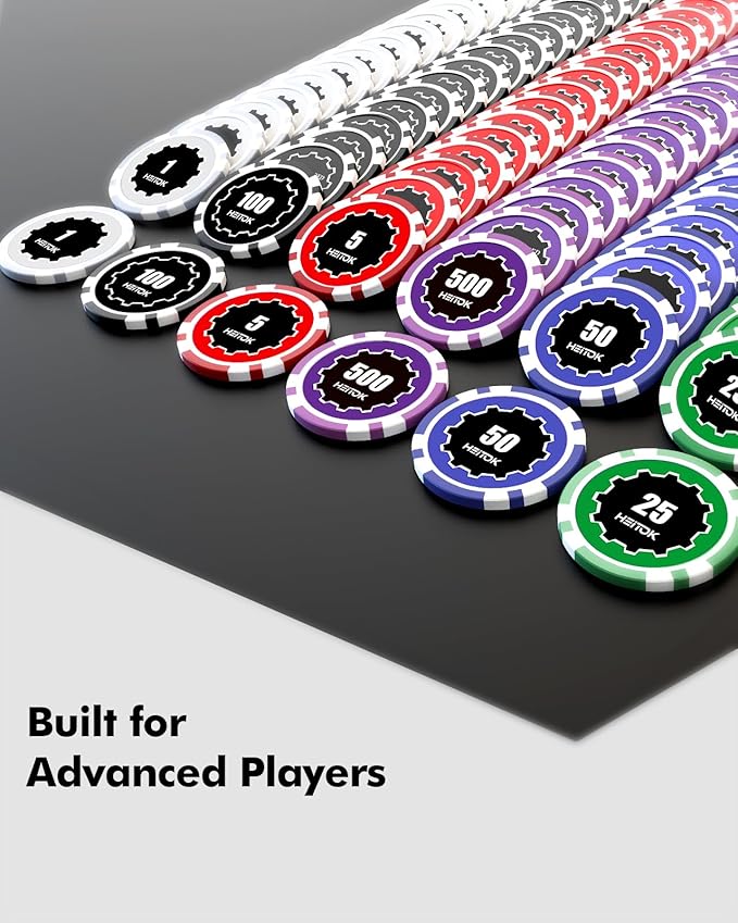 Casino Poker Set with Numbered Chips 500-Piece for Card Board Game, 11.5 Gram with Playing Cards