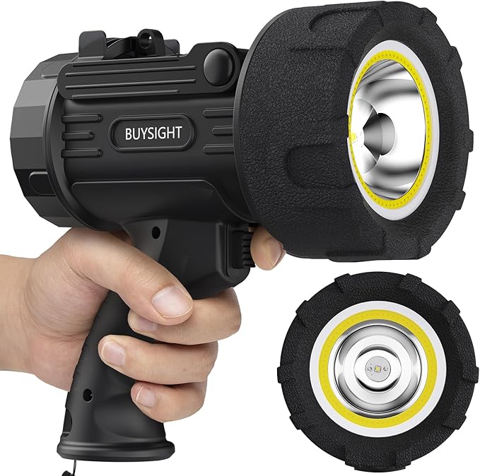 BUYSIGHT Rechargeable Spotlight Flashlight,Super high lumens Hand held Spotlight Waterproof