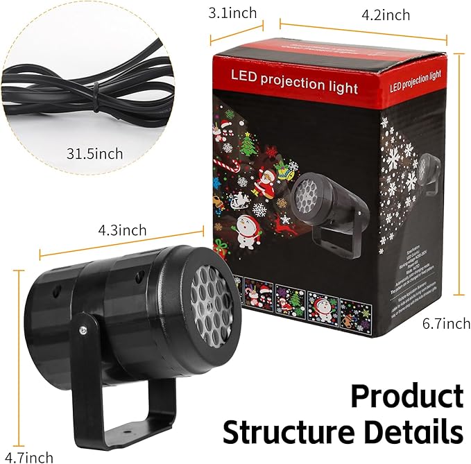 YNYFUNY Christmas Projector Lights Outdoor/Indoor, Led Projector Decorative Lighting for Christmas