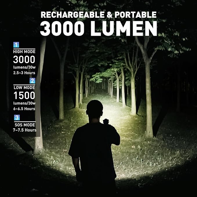 GOODSMANN Rechargeable Spotlight Flashlight LED Handheld Spot Lights Outdoor Portable IP67