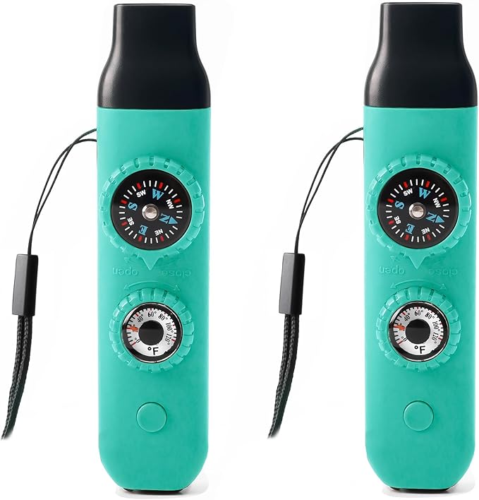 Emergency Survival Safety Whistle，Whistle for Kids with Lanyard,Compass,Thermometer,Ideal for