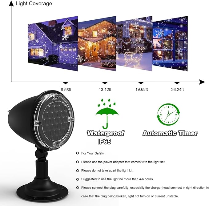2pcs Snowfall LED Light Projector,FLEVO Outdoor Snowflake Lights Projector,Christmas LED Projector