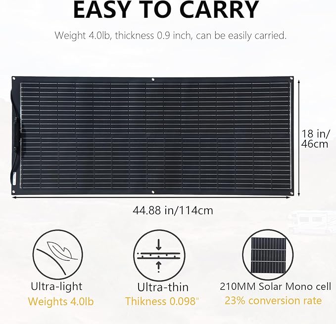 Flexible Solar Panel 100W 12V Monocrystalline Solar Module Fiberglass Lightweight Bendable Charge