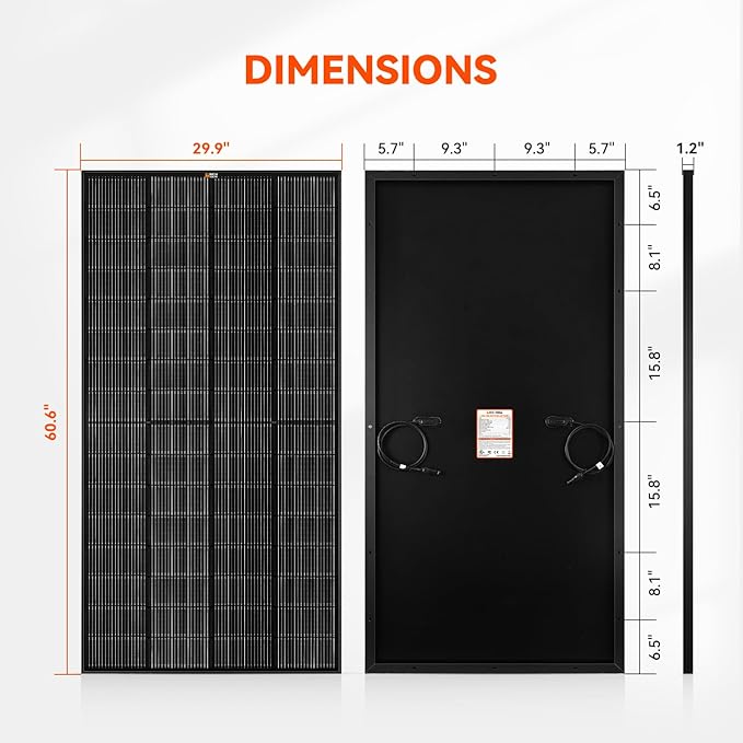 RICH SOLAR 250 Watt 12 Volt 18BB Monocrystalline Solar Panel N-Type Cells High Efficiency Solar