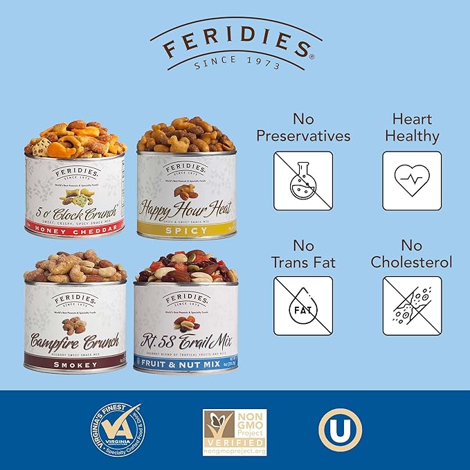 FERIDIES Sweet and Spicy Snack and Trail Mix Assortment (Rt.58 Trail Mix, Campfire Crunch, Happy