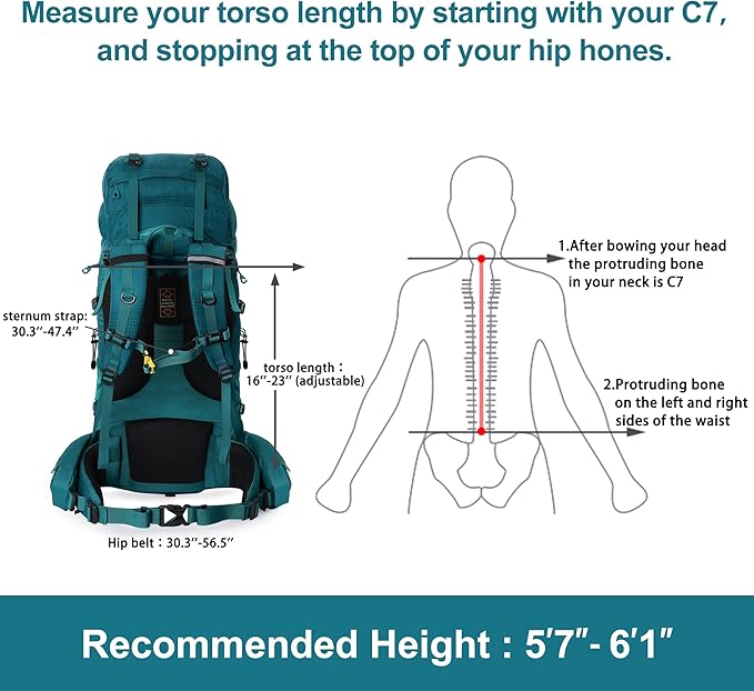 N NEVO RHINO Internal Frame Hiking Backpack 50/60/65/70/80L, Mountain Climbing Camping Backpack