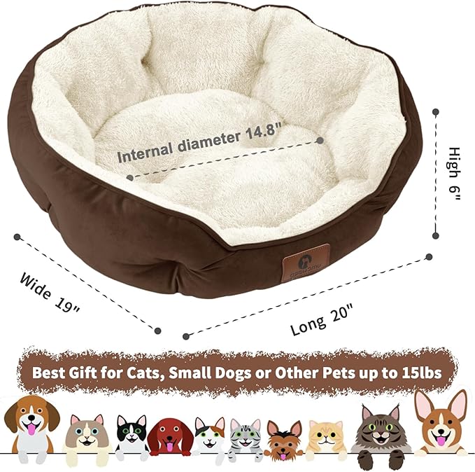 Asvin Small Dog Bed for Small Dogs, Cat Beds for Indoor Cats, Pet Bed for Puppy and Kitty, Extra