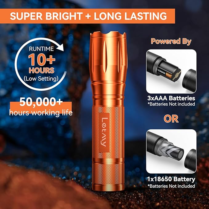 LETMY Tactical Flashlight S2000-2 Pack Bright Military Grade LED Flashlights High Lumens - Portable