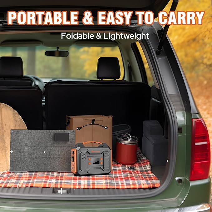Portable Solar Panel 60W Foldable Solar Charger with DC/USB C/USB A Output DC Cable for Solar Power