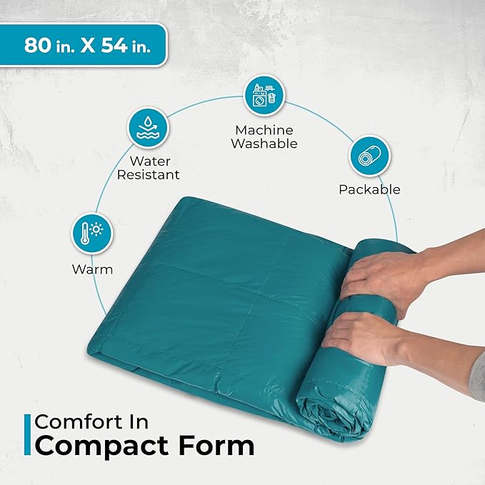 Puffy Blanket for Cold Weather - Down Camping Blanket with Sustainable Insulation, Lightweight &