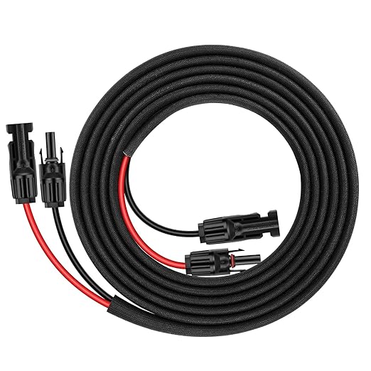 10FT 12AWG Solar Panel Extension Cable with Female and Male Connectors, Solar Cable for Solar