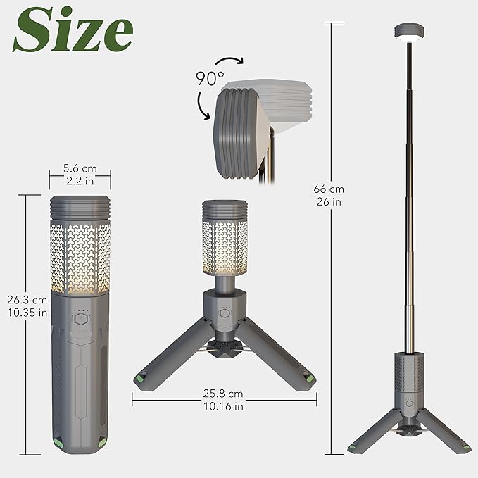 Telescopic Camping Light with Stand, 10500mAh Rechargeable Camping Lantern,Dimmable Portable