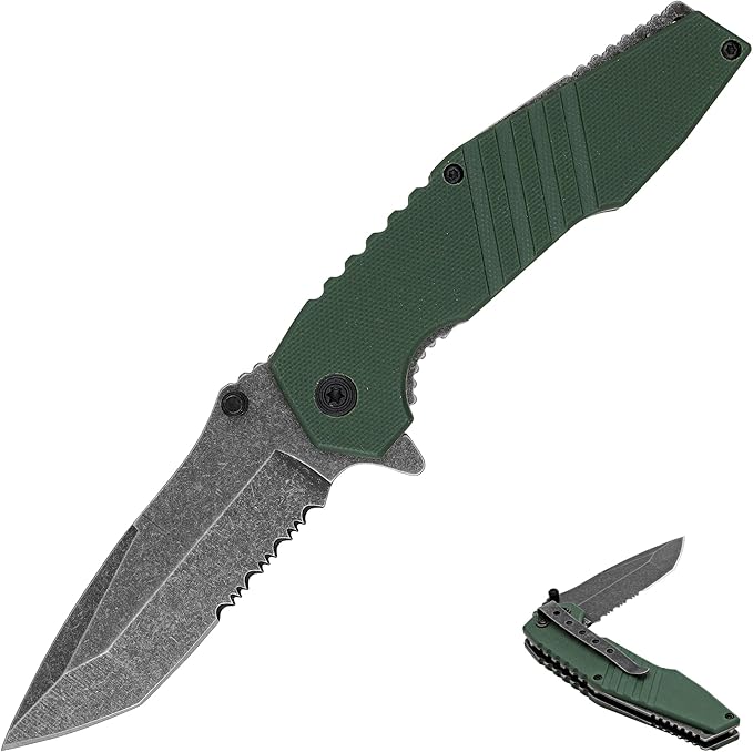 Armory Replicas??Spring Assisted Tanto Folding Knife ??3CR13 Steel Blade with Partial Serration