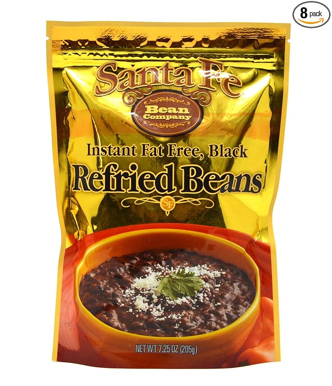 Santa Fe Bean Company Instant Fat Free Black Refried Beans 7.25-Ounce (Pack of 8) Instant Black
