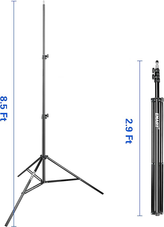 EMART 8.5 Ft Light Stand for Photography, 2 Pack Portable Photo Video Lighting Tripod for