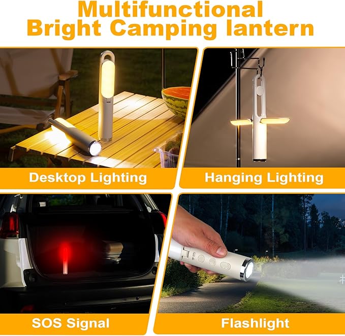 LED Camping Lantern, Rechargeable Emergency Light for Power Outages, Portable Outdoor Flashlight, 9