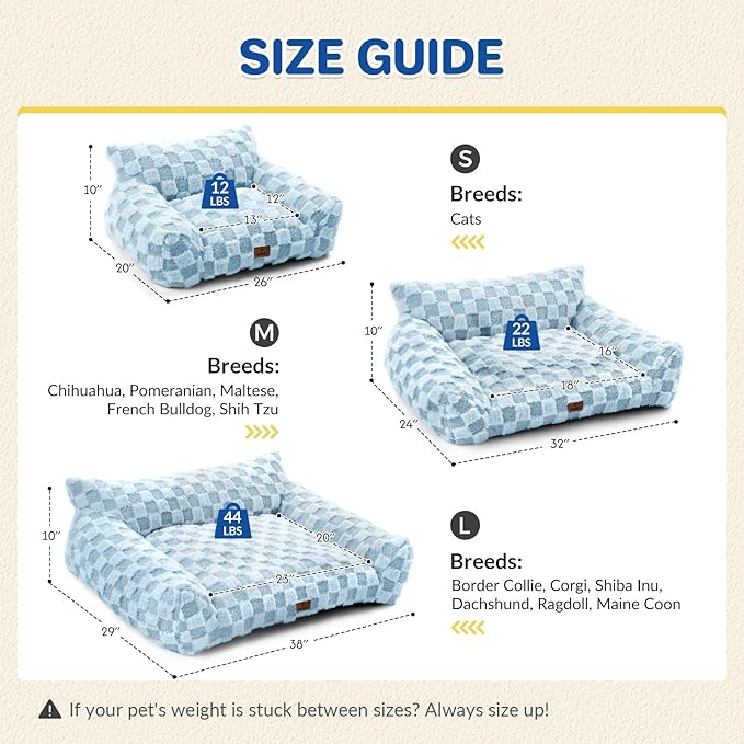 Large Dog Bed Sofa, Fluffy Pet Bed for Medium and Large Dogs, Supportive Dog Couch Sofa for Dogs