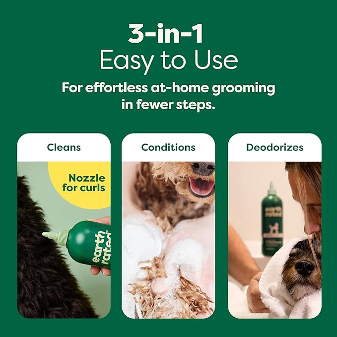 Earth Rated 3-in-1 Detangling Dog Shampoo and Conditioner, Deodorizing Oatmeal Shampoos for Dogs