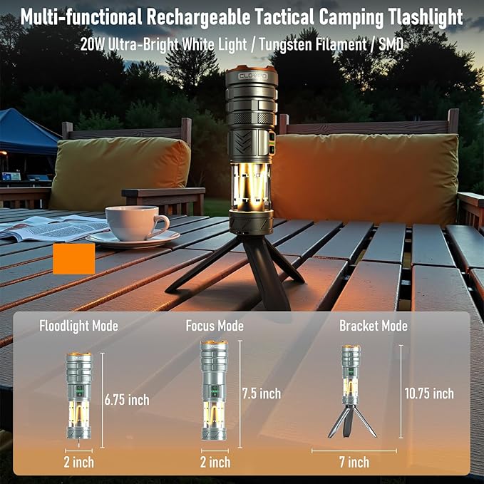 Rechargeable Flashlight 11 Modes Tactical Camping Flashlight with Red-Blue Emergency Lights, 10000
