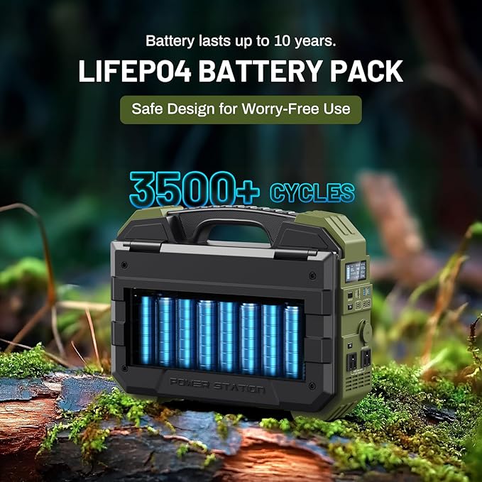 BROWEY 1600W (3200W Peak) Portable Power Station, 1024Wh LiFePO4 Battery with Built-in Solar Panel