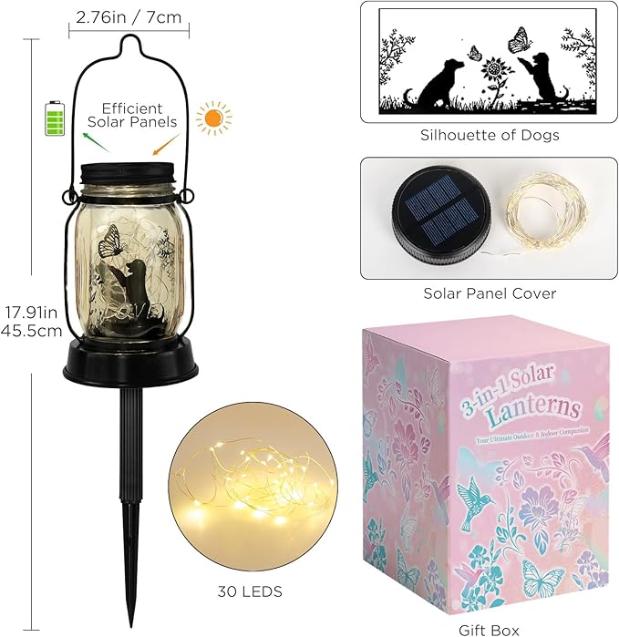 kyoryuger Dog Solar Lanterns Retriever Dog Solar Lights Golden Retriever Gifts for Women Men Dog