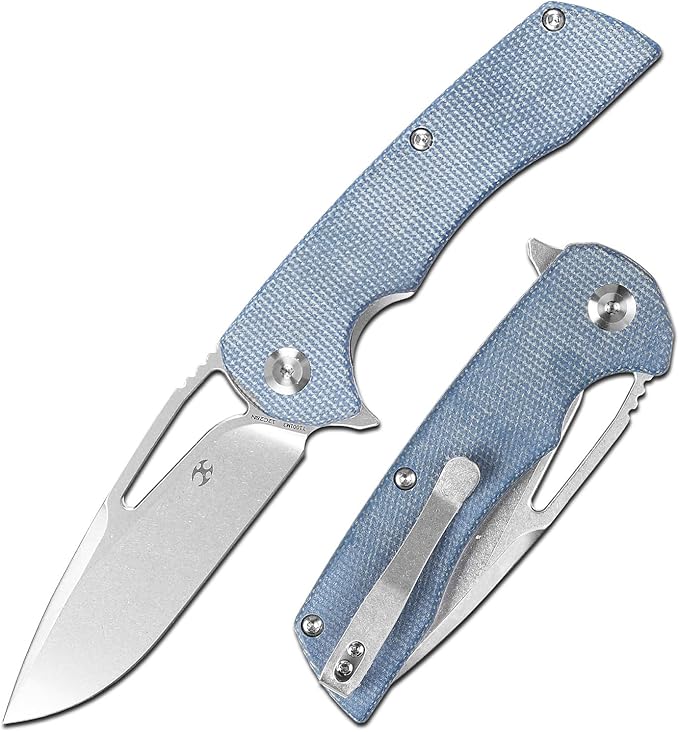 KANSEPT Kryo Pocket Knife 8.08in Folding Knives with 3.58in12C28N Steel Drop Point Blade and Blue