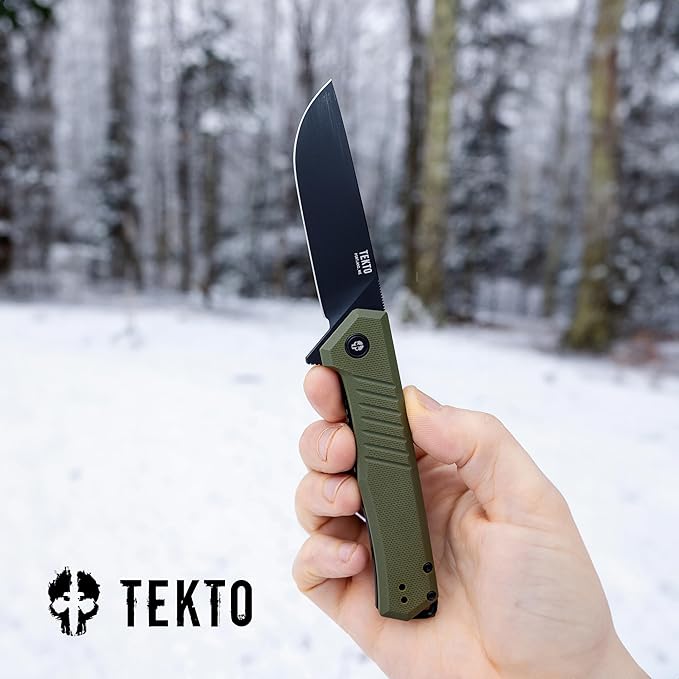 F1 Alpha Folding Pocket Knife - Modified Straight Back Blade, Titanium Coated D2 Steel, Ideal for