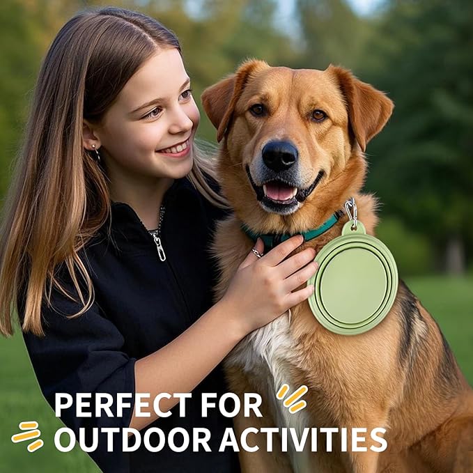 Collapsible Dog Bowls 2-Pack, Portable Travel Dog Bowl with Carabiner, Food-Grade Silicone Pet Bowl