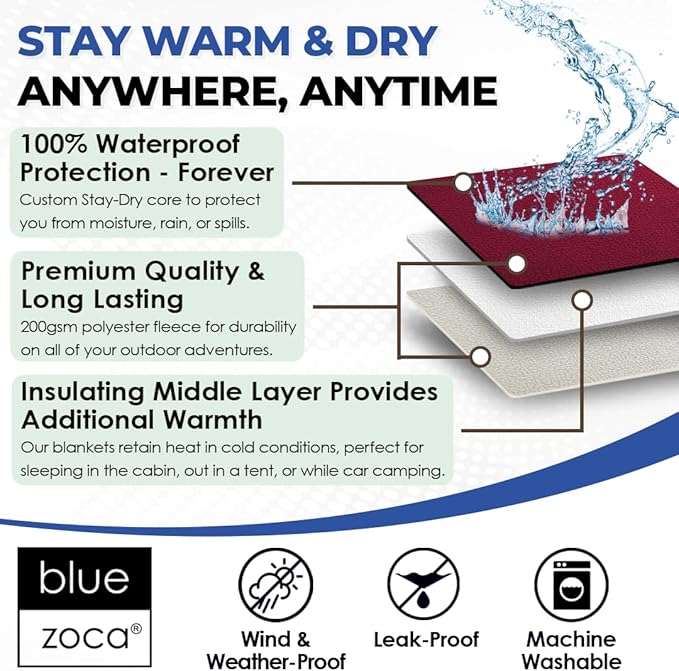 Beach Blanket Waterproof Sandproof Waterproof Blanket for Camping, Hiking, Outdoor Sporting Events