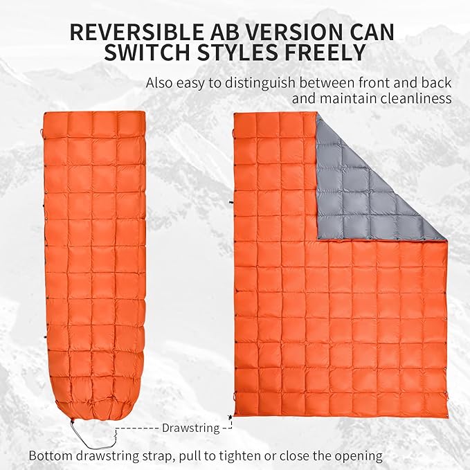 Down Camping Blanket, Muti-Use Outdoor Travel Blanket, Puffy Sleeping Bag Blanket, Waterproof