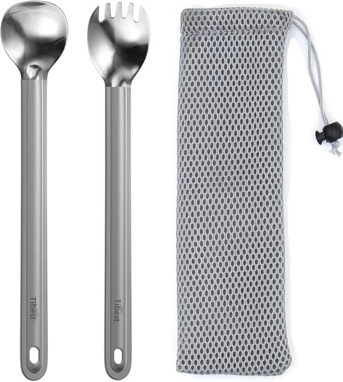 Titanium Spork Long Handle, Ultra Lightweight Camping Utensil for Backpacking Camping, Hiking