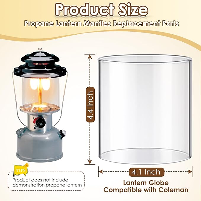 Propane Lantern Globe Glass Replacement Compatible with Coleman Fueled Lanterns, Standard