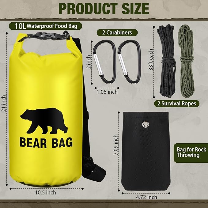 1 Set Bear Food Bag for Camping Ultralight Food Hanging System Includes Waterproof Bear Bag, Nylon