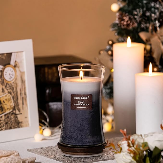 HomeLights 3-Layer Candles for Home Scented, 21.52 OZ Natural Soy Wax Scented Candles Burns Up to