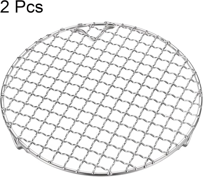 HARFINGTON 2pcs Round Cooking Rack 7.5-inch 201 Stainless Steel Cross Wire Barbecue Grill Net with