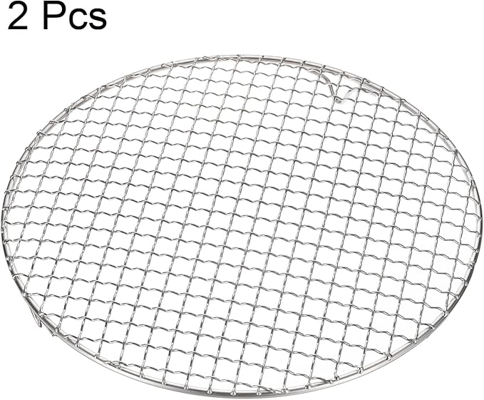 HARFINGTON 2pcs Round Cooking Rack 11-inch 201 Stainless Steel Cross Wire Barbecue Grill Net with