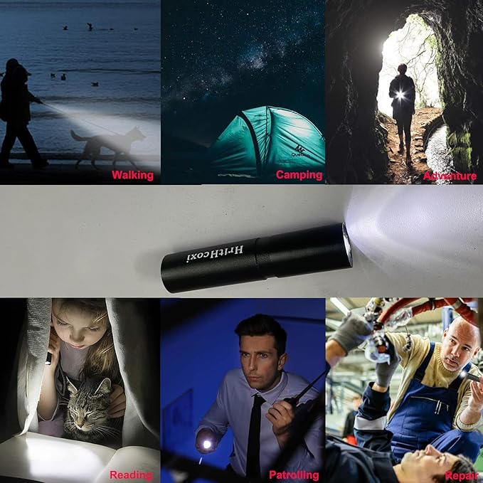 Rechargeable Mini LED Flashlights, 6pcs High Brightness Flash Light with Lithium Battery 3 Mode XPE