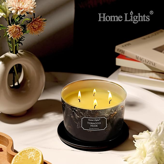HomeLights Scented Candles for Women & Men, 18oz Candle Jars Aromatherapy 4-Wick Candle, Ideal for