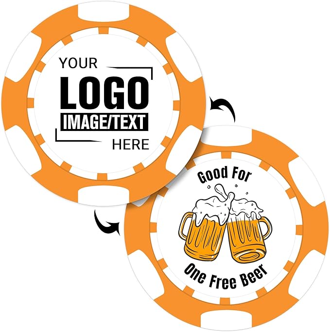 Custom Poker Chips 50 Pcs, Personalized Full Color Chips with Your Logo, Text, or Design, 11.5g