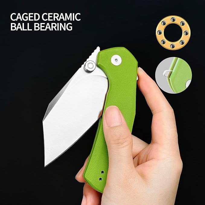 ioko Folding Pocket Knife, 3.5-Inch D2 Steel Blade, G10 Handle, EDC Camping Survival Knife with
