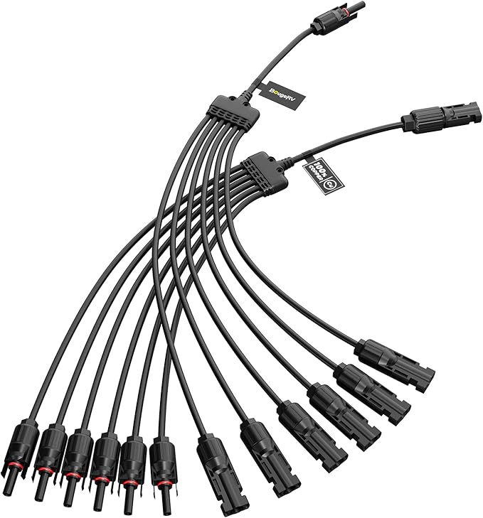 BougeRV Solar Y Connectors Solar Panel Parallel Connectors Extra Long 1 to 6 Solar Branch PV