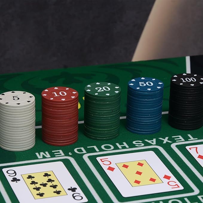 100PCS Poker Chip Set with Portable Storage Bag Professional Grade Casino Style 5 Colours for Texas