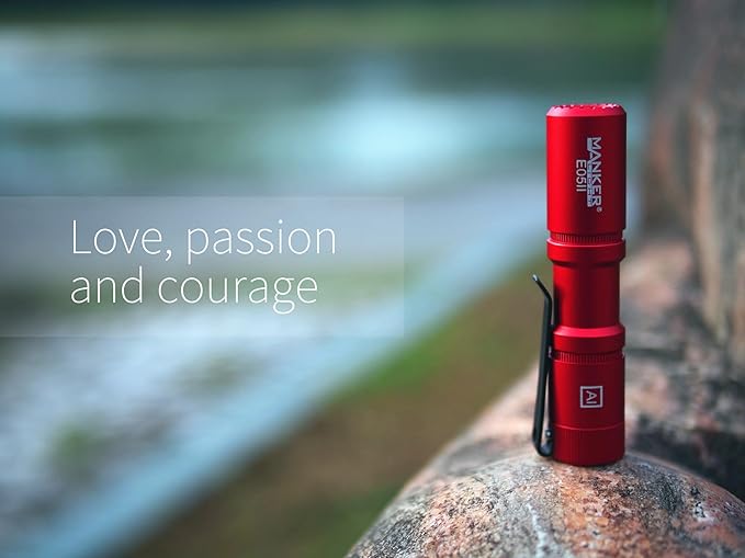 Manker E05 II High Output EDC Flashlight Eeay to Carry, for Camping, Hiking (Red, 1300 Lumens 6500K