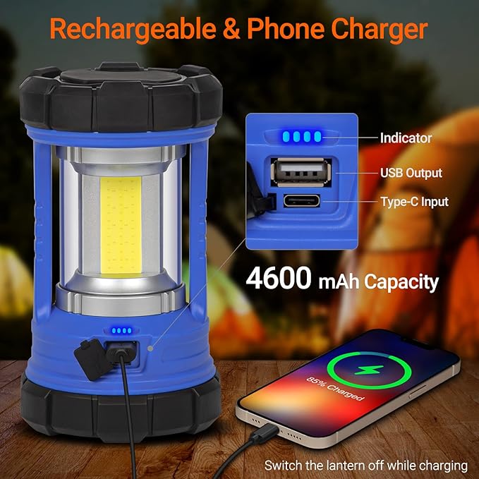Camping Lantern, 3200LM LED Lanterns for Power Outages, 4600mAh Phone Charger & Rechargeable