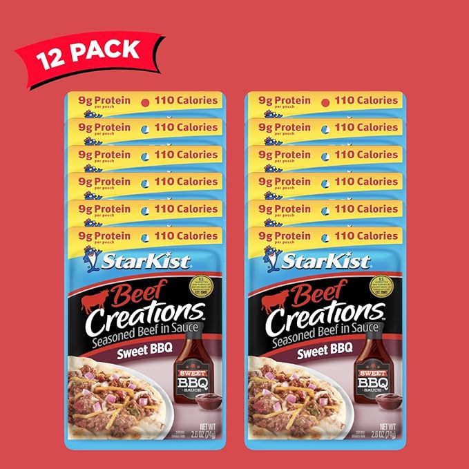 StarKist Beef Creations Sweet BBQ, 2.6 oz Pouch, 12 pack